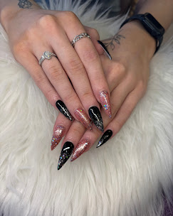 Black glitter stiletto nails
